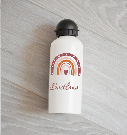 Gourde métal - Arc-en-ciel coeur