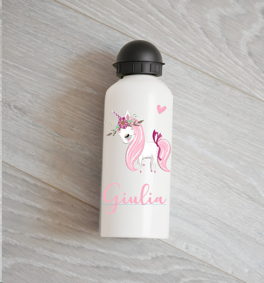 Gourde métal - Licorne blanche