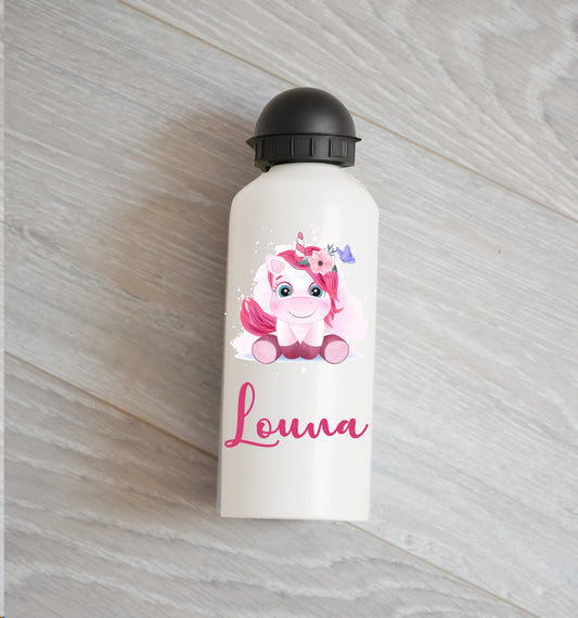 Gourde métal - Licorne papillon