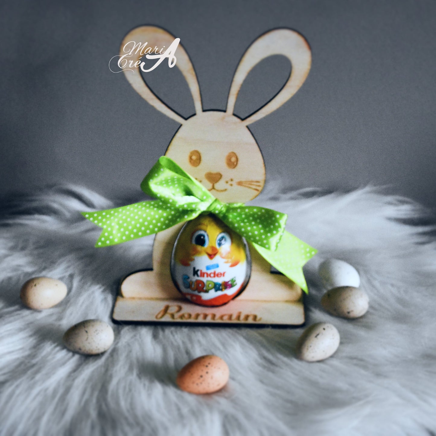 Support lapin en bois pour oeuf en chocolat