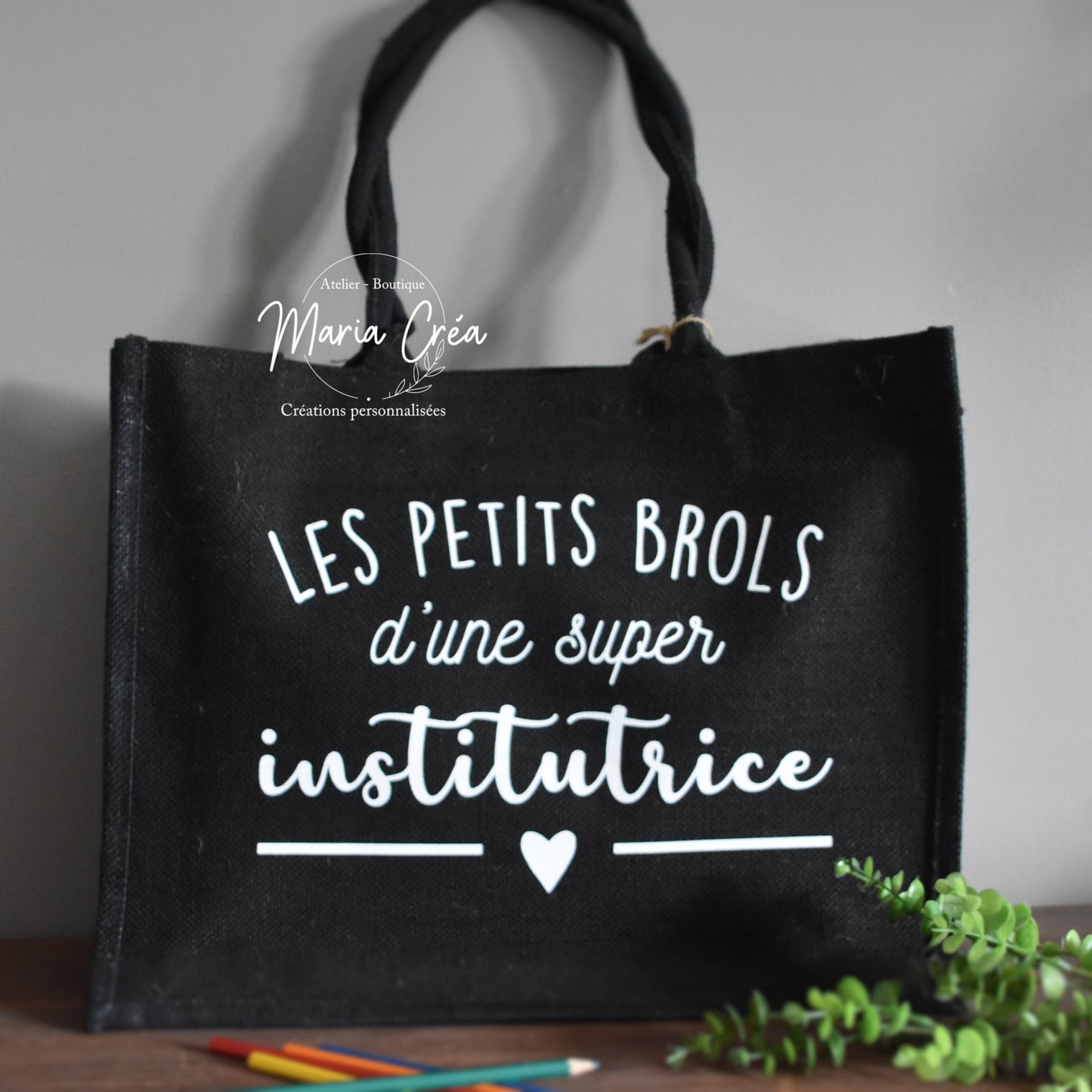 Sac en toile de jute "Les petits brols d'une super ..."