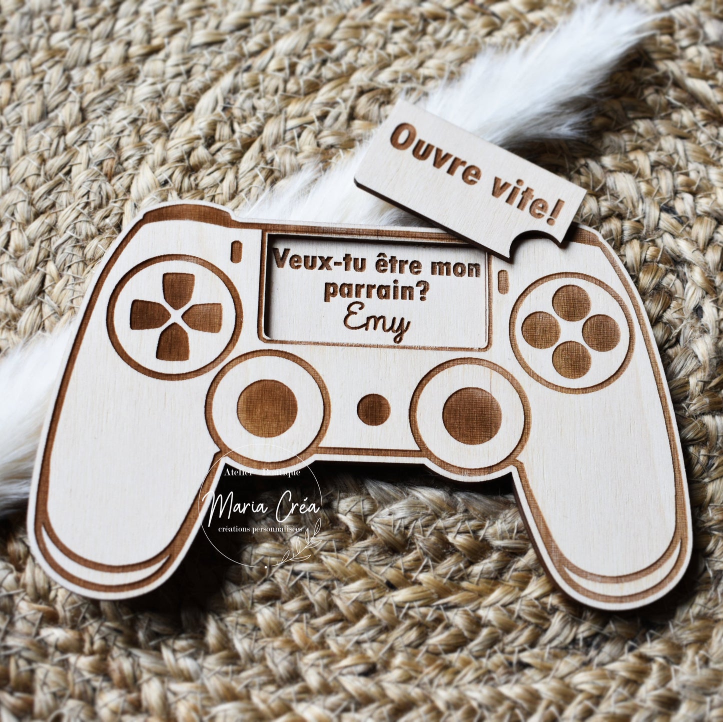 Plaque manette "Veux tu être mon parrain?"