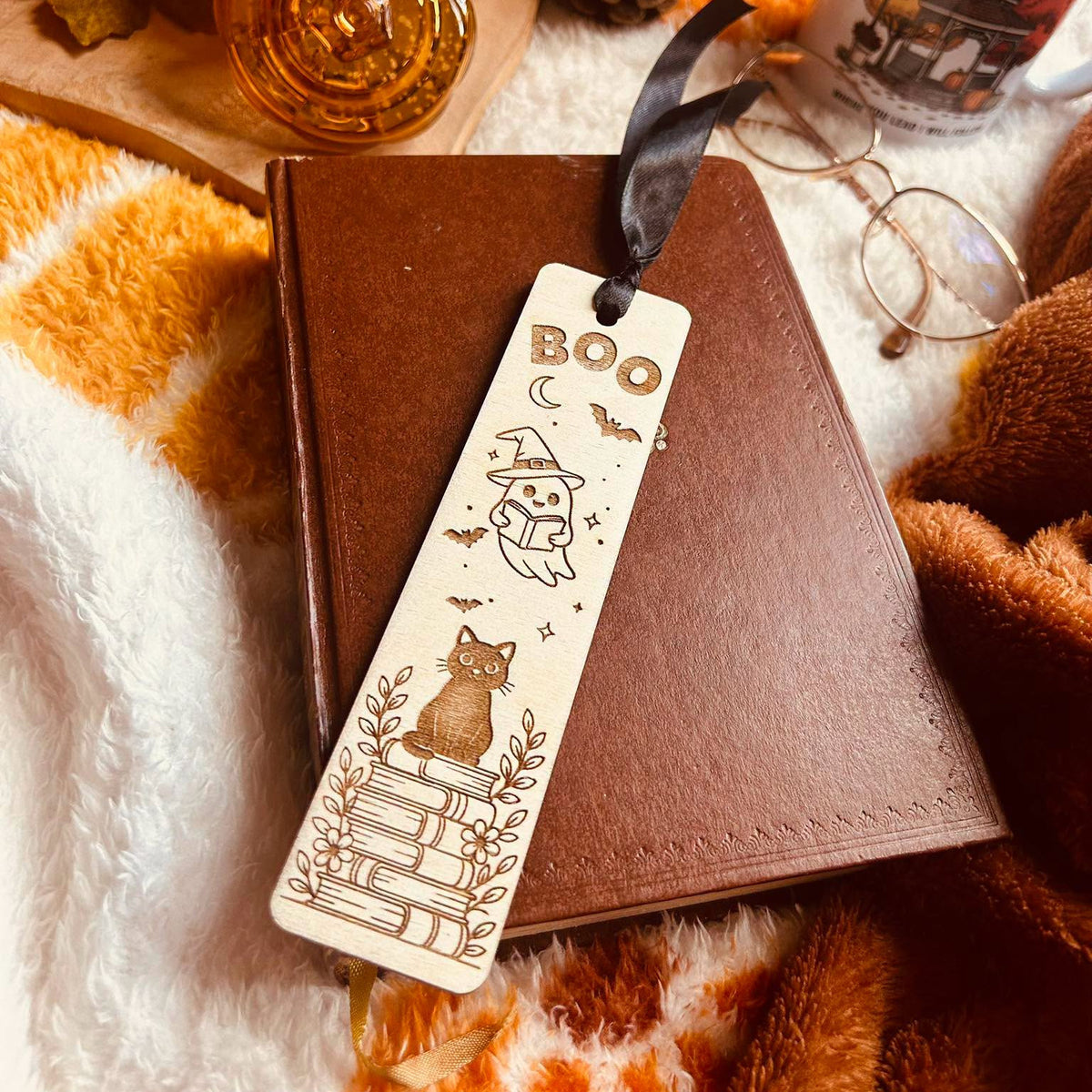 Marque-page en bois – Boo fantôme