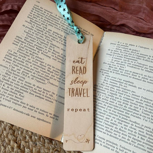 Marque page "Eat - Read - Sleep - Travel - Repeat"