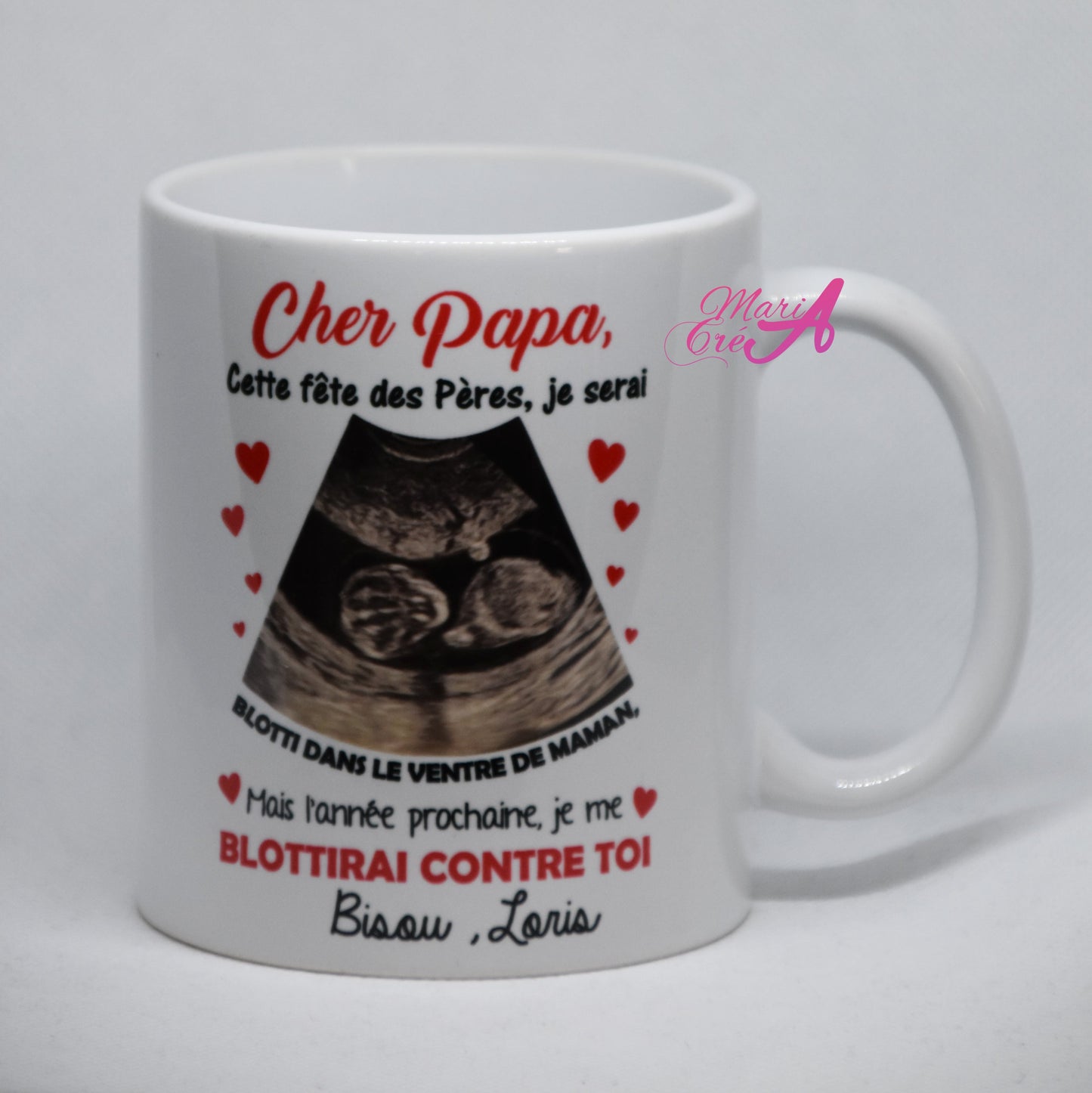 Mug échographie photo "Fête des pères"