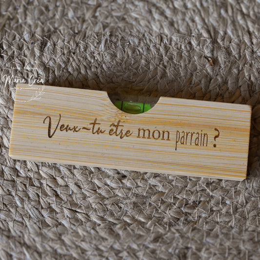 Niveau à bulle / décapsuleur "Veux-tu être mon parrain?"