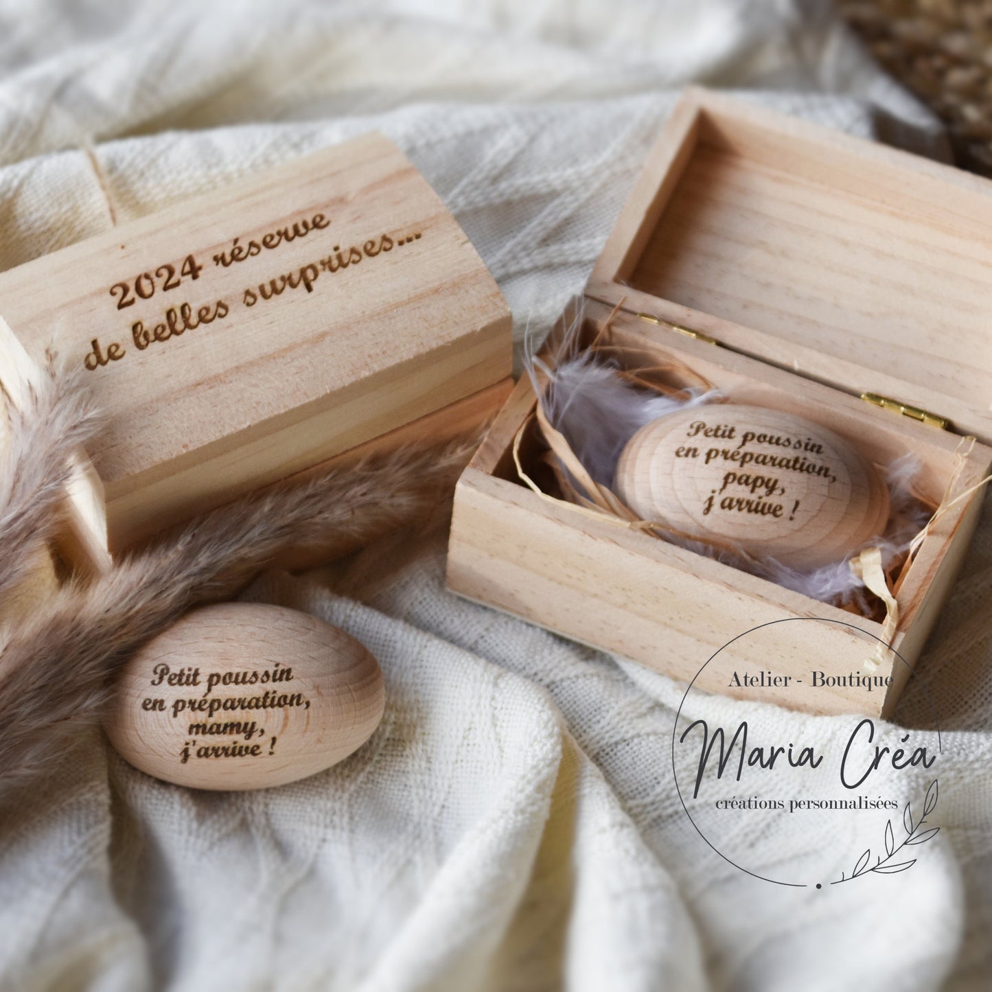 Oeuf en bois "Petit poussin en préparation"