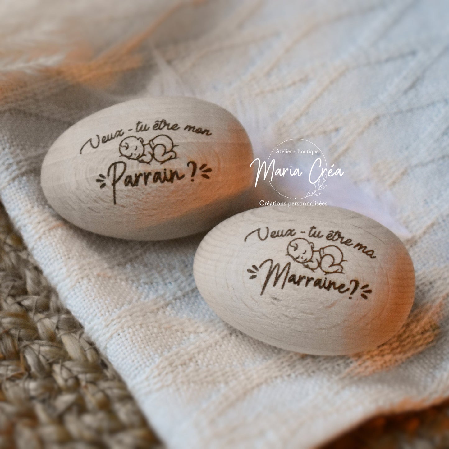 Oeuf en bois demande parrain/ marraine