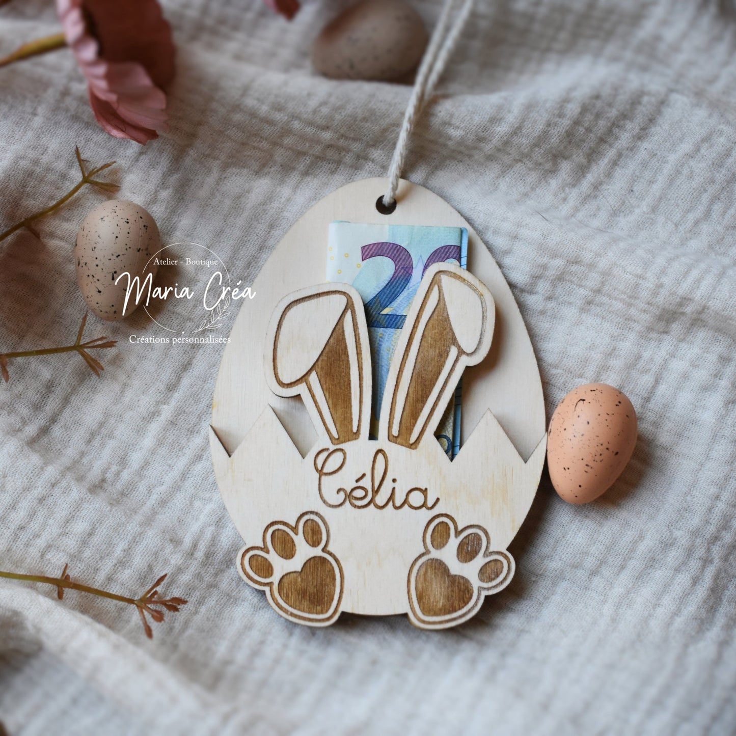 Oeuf lapin porte billet