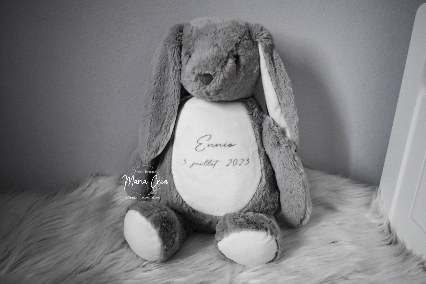 Peluche lapin gris