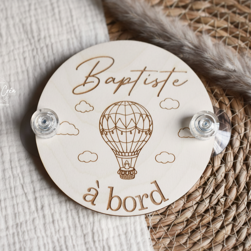 Plaque voiture bébé à bord - Montgolfière