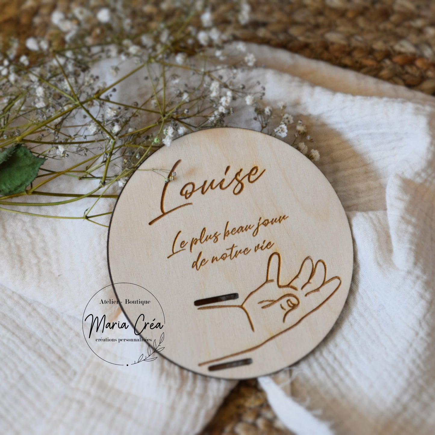 Support bracelet de naissance avec texte