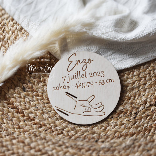 Support bracelet de naissance avec infos de naissance