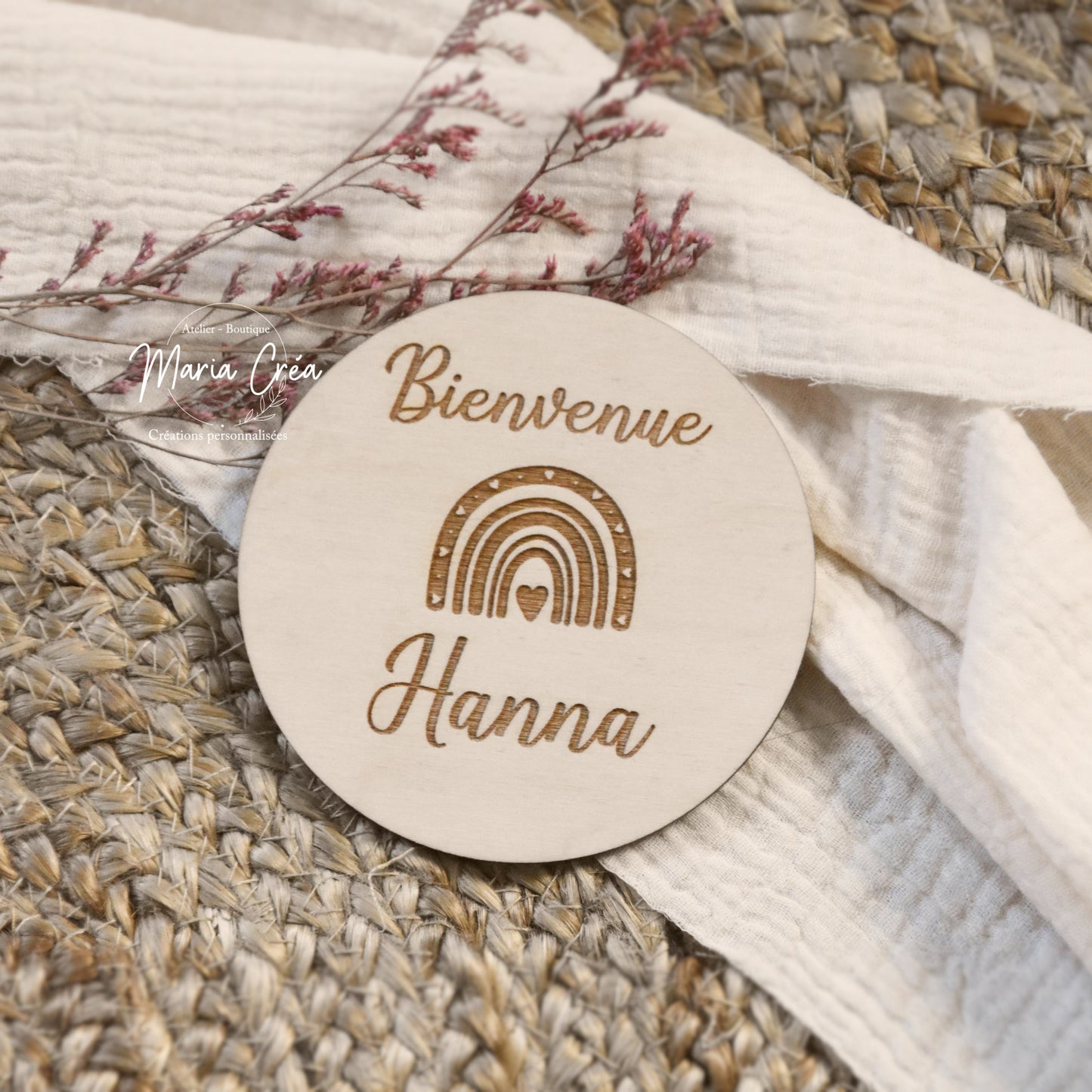 Plaque prénom - Bienvenue  Arc-en-ciel