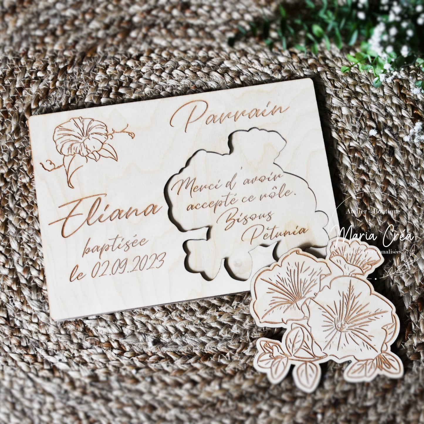 Plaque remerciement - pétunia