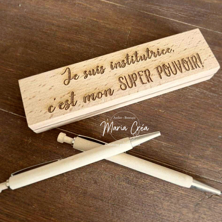 Coffret en bois bic/porte mine Institutrice/instituteur
