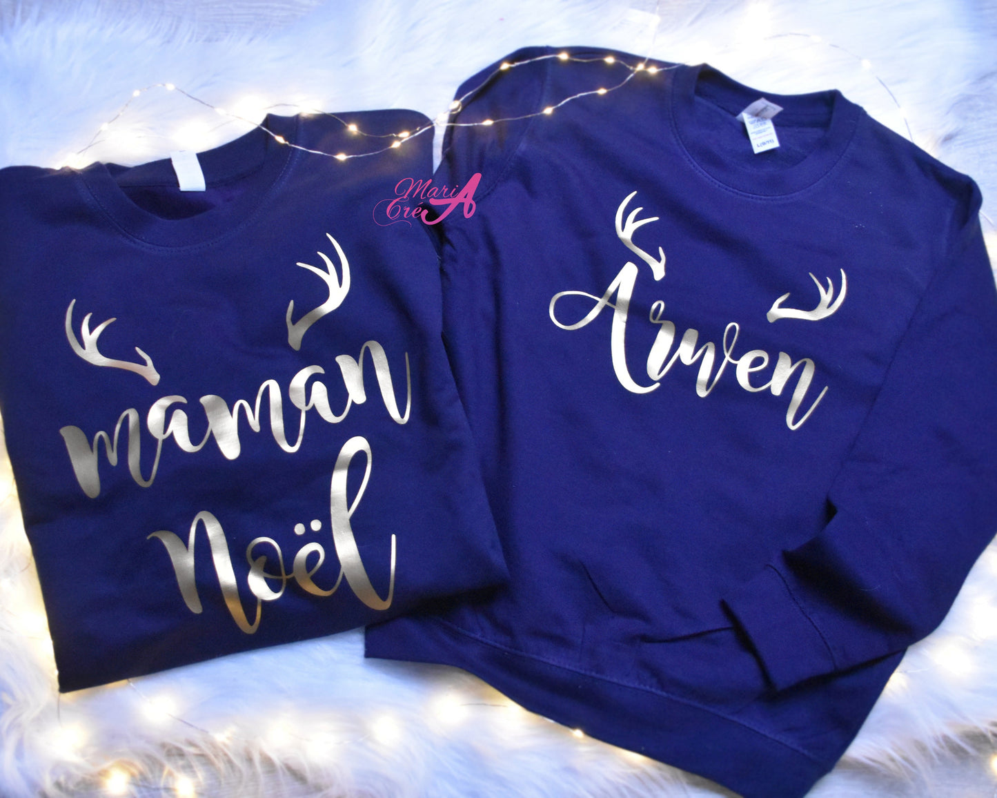 Pull de Noël personnalisé avec prénom et bois de cerf - Adulte