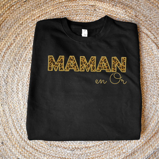 Pull Brodé - MAMAN en Or