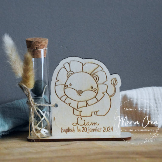 Figurine souvenir en bois lion