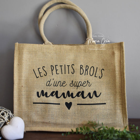 Sac en toile de jute "Les petits brols d'une super ..."