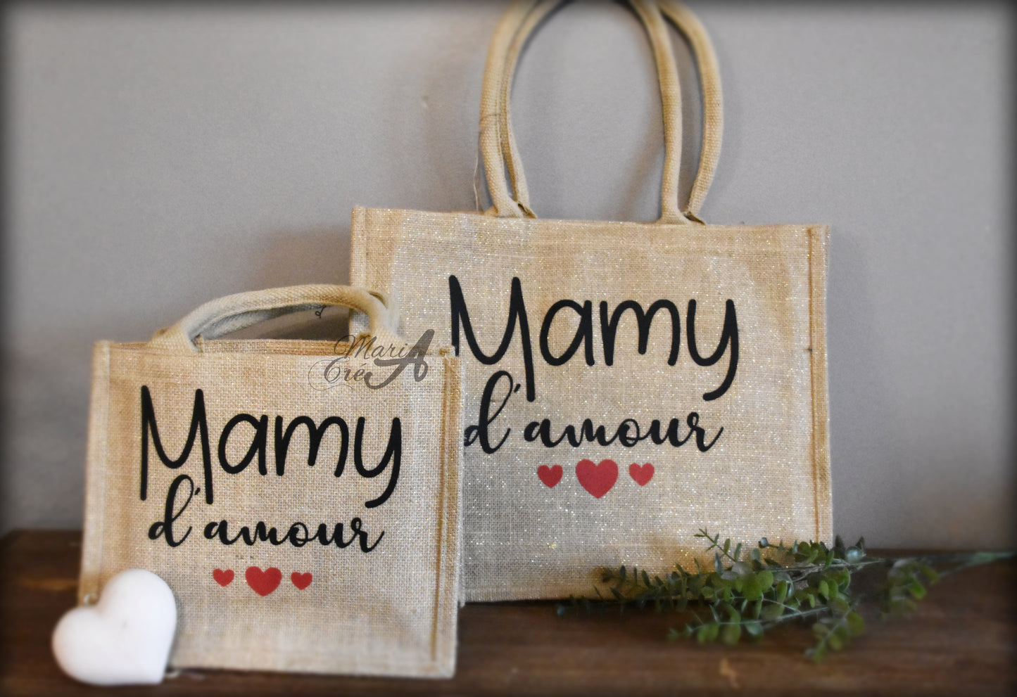 Sac en toile de jute "... d'amour "