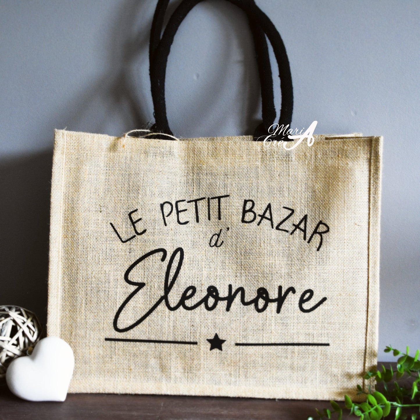 Sac en toile de jute "Le petit bazar de ..."