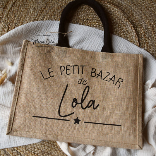 Sac en toile de jute "Le petit bazar de ..."