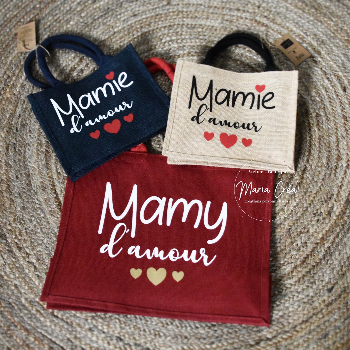 Sac en toile de jute "... d'amour "