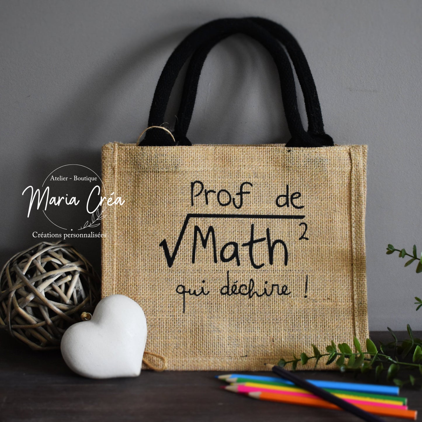 Sac en toile de jute "Prof de math qui déchire"