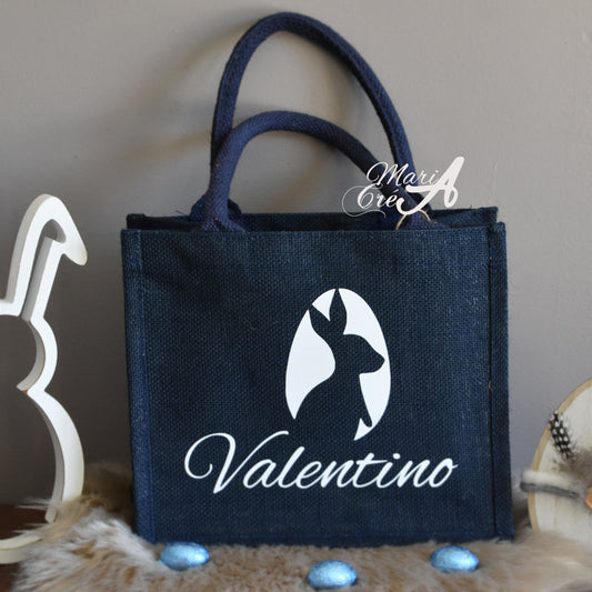 Sac en toile de jute Pâques - silhouette oeuf