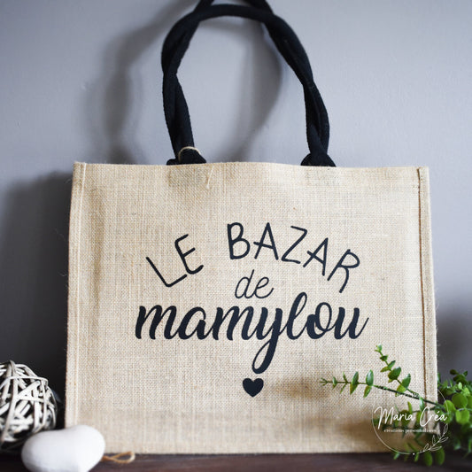 Sac en toile de jute "Le bazar de ..."