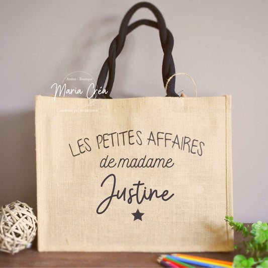 Sac en toile de jute "Les petites affaires de madame ..."
