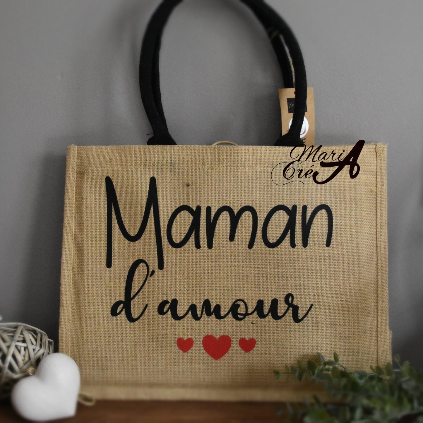 Sac en toile de jute "... d'amour "
