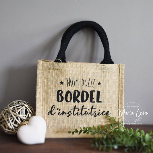 Sac en toile de jute "Mon petit bordel ..."