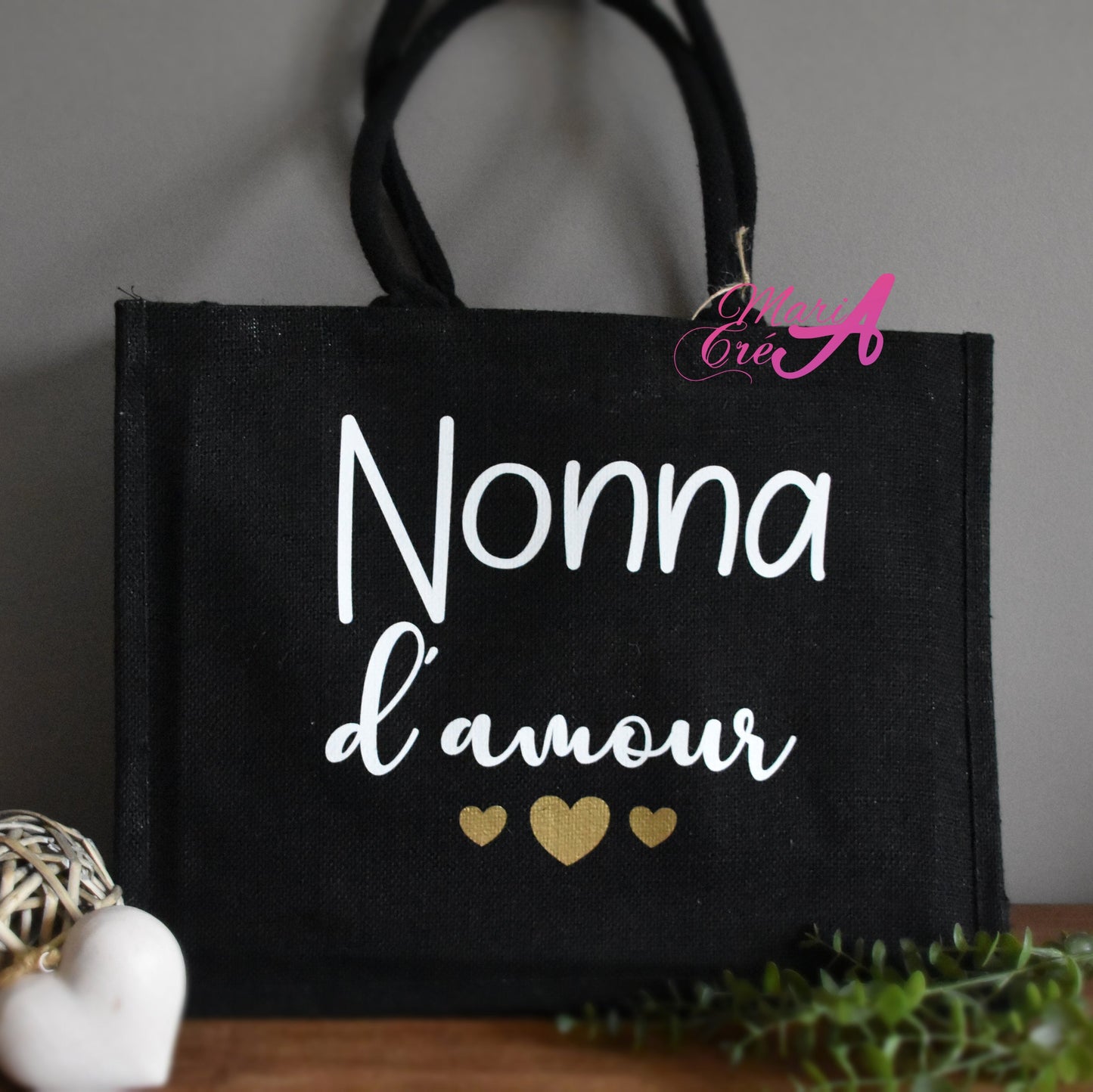 Sac en toile de jute "... d'amour "