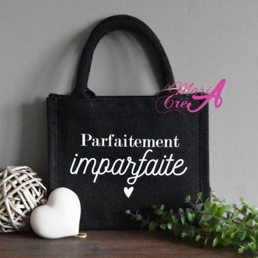 Sac en toile de jute "Parfaitement imparfaite"