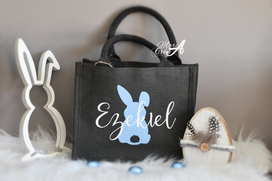 Sac en toile de jute Pâques - silhouette lapin