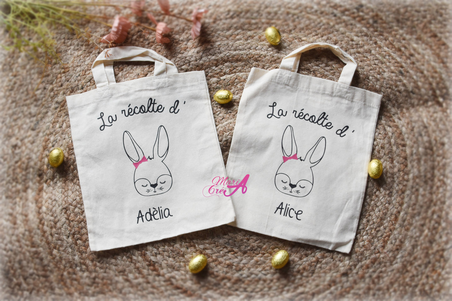 Tote bag Pâques lapin noeud