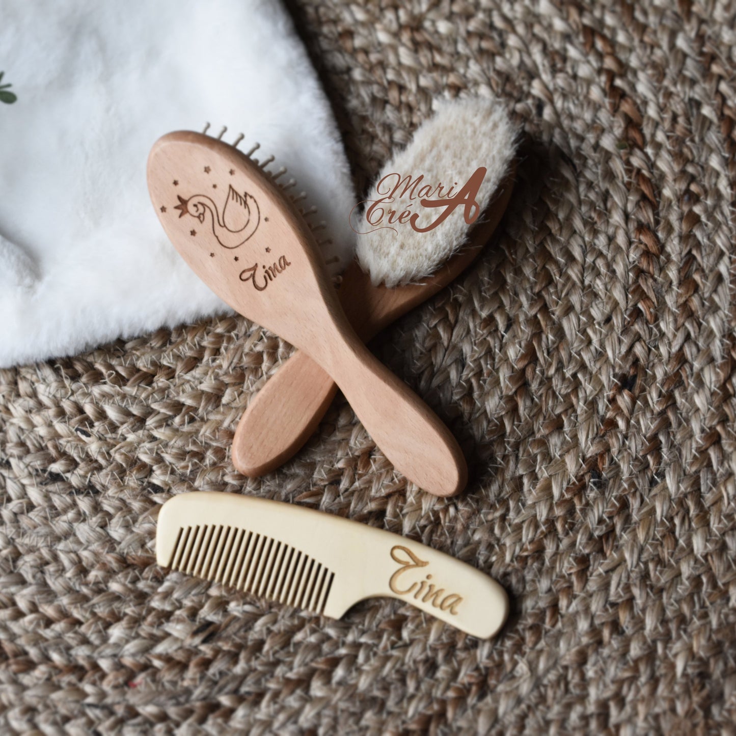 Set de brosse en bois cygne