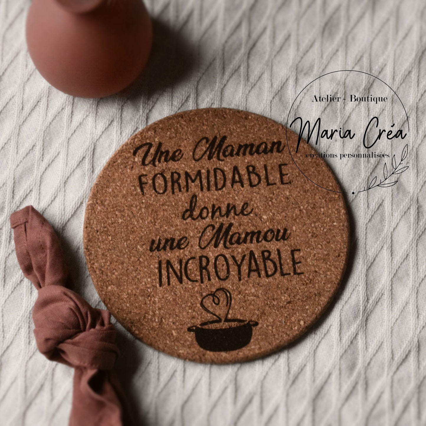 Sous-plat en liège "Une ... formidable donne toujours une ....exceptionnelle"