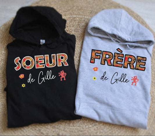 Sweat brodé ".... de Gille" avec motif