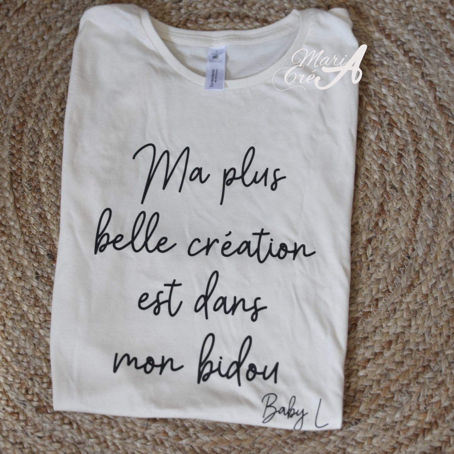 T-shirt femme "Ma plus belle création est dans mon bidou"