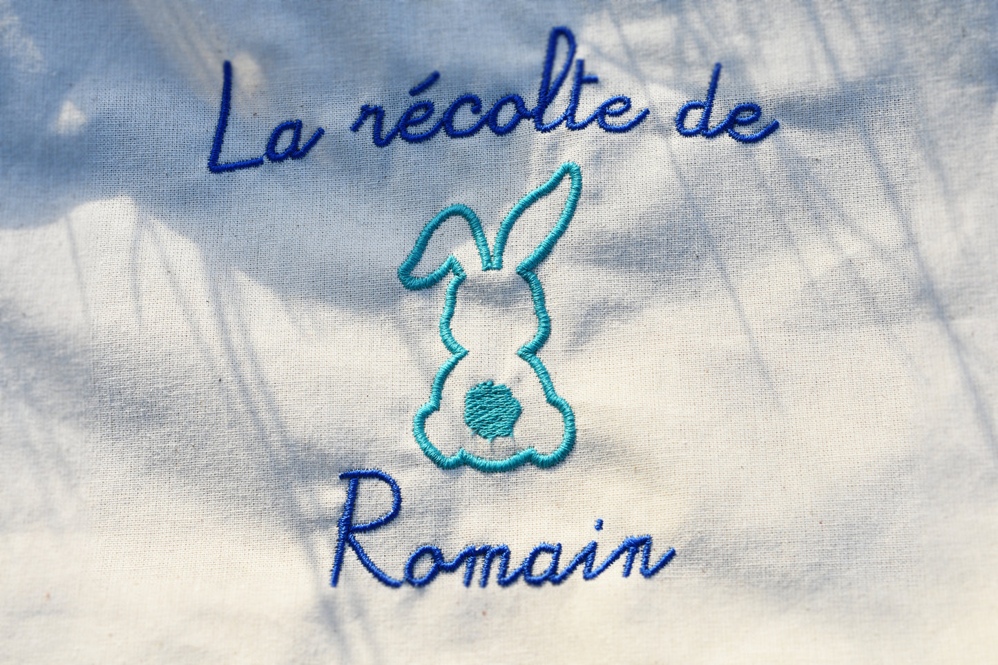 Tote bag brodé "La récolte de ..." - lapin