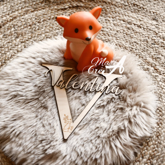 Lettrine prénom en bois - renard modèle 2