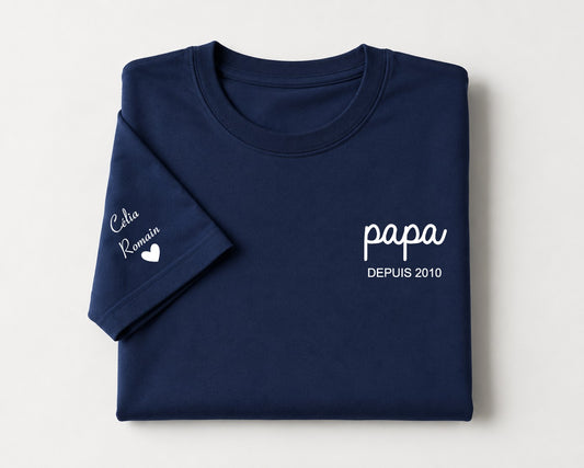 T-shirt homme brodé Papa depuis...