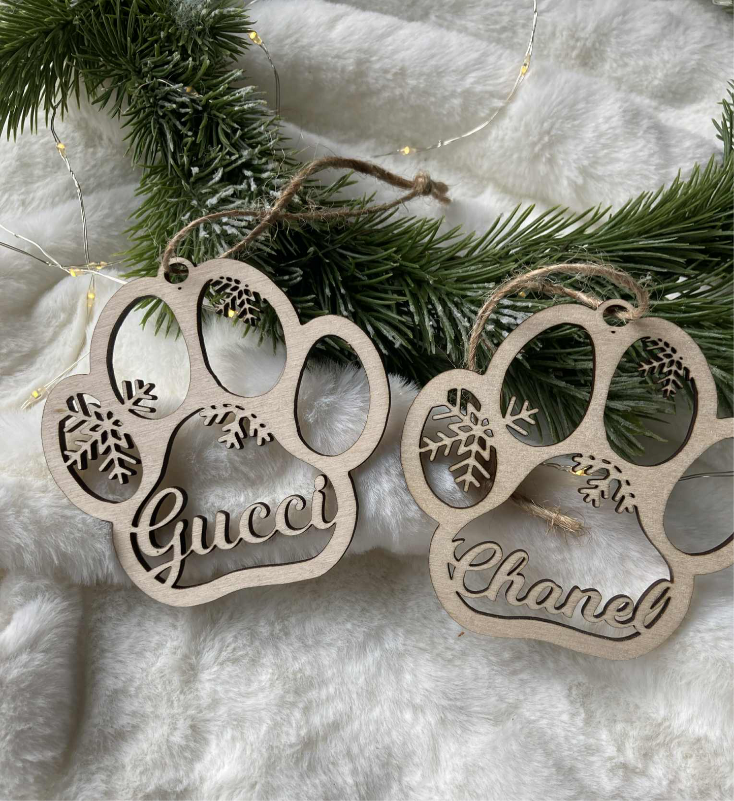 Boule de Noël bois - patte flocons