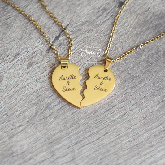 Colliers avec pendentifs demi-coeurs