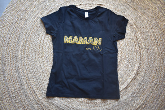 T-shirt  brodé - MAMAN en Or