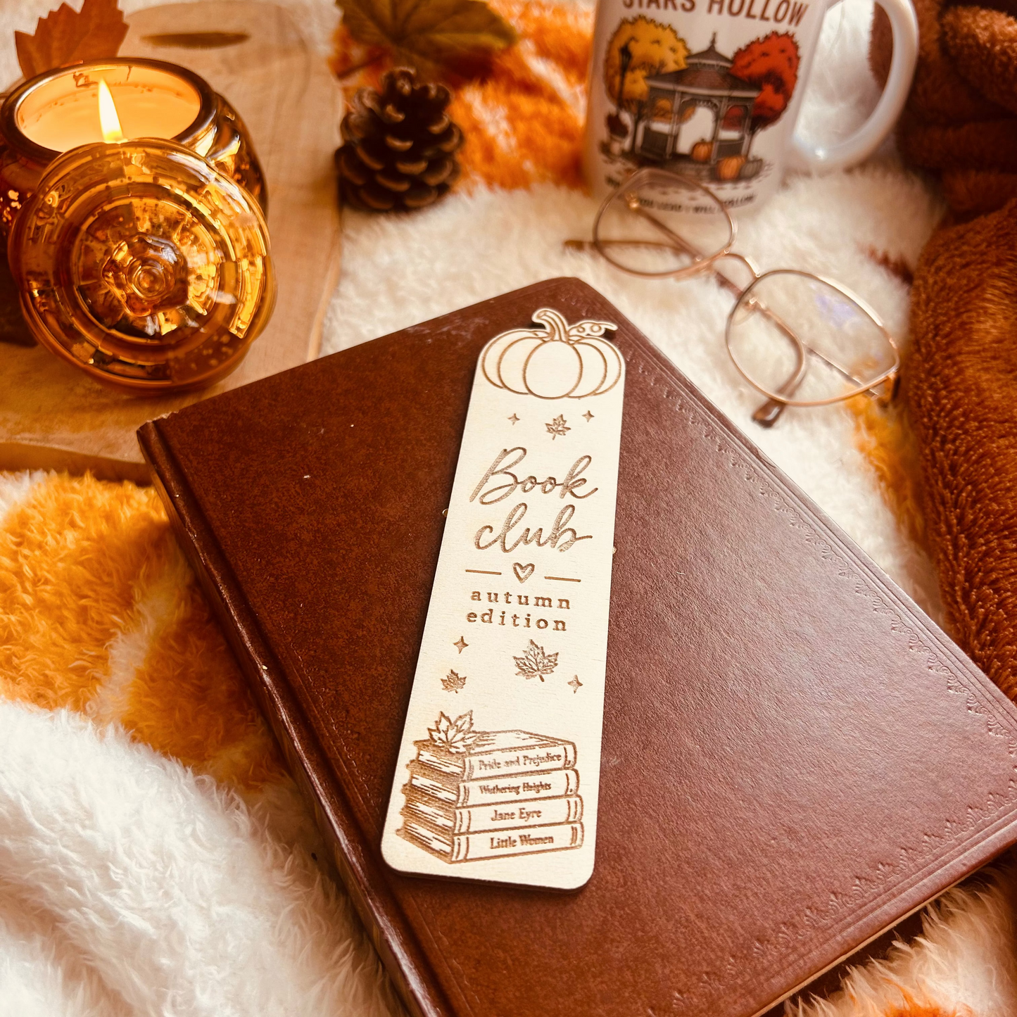 Marque-page en bois – Book Club • Autumn Edition