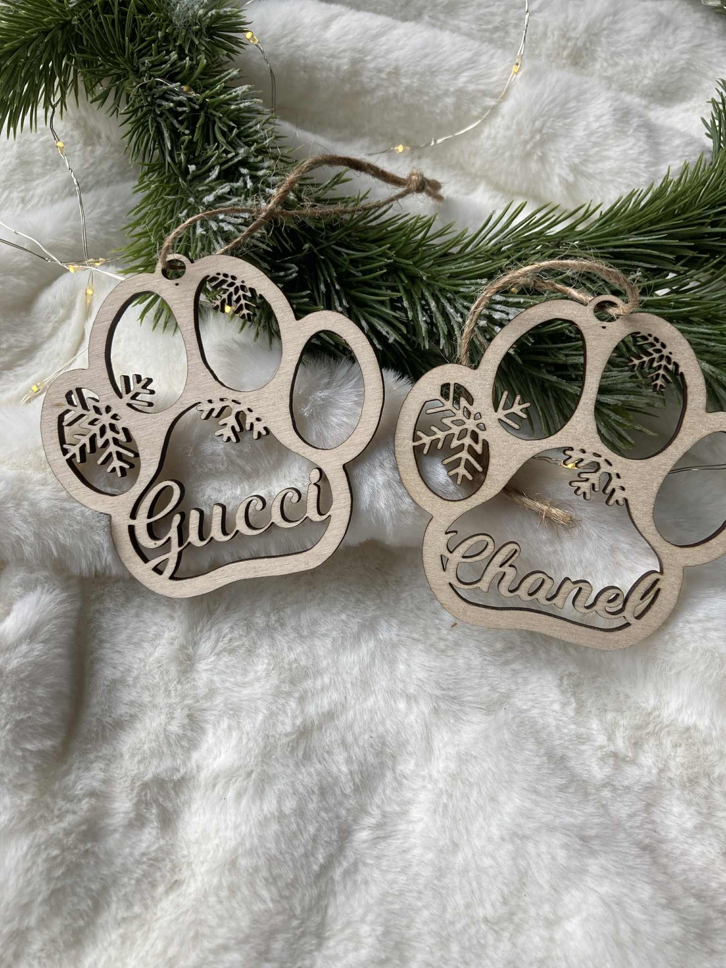 Boule de Noël bois - patte flocons